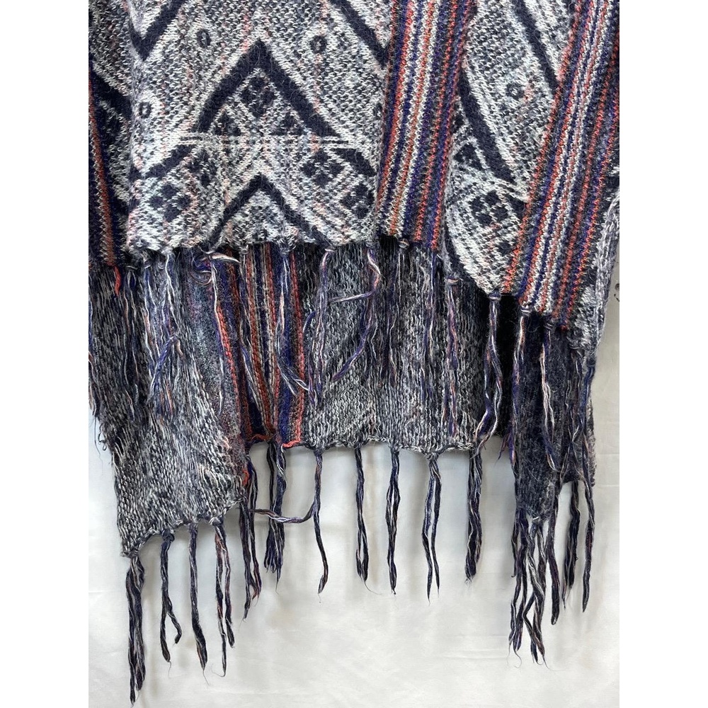 Free People Womens Be The One Wool Fringe Aztec Cowl Neck Sweater Poncho XS - Picture 6 of 8
